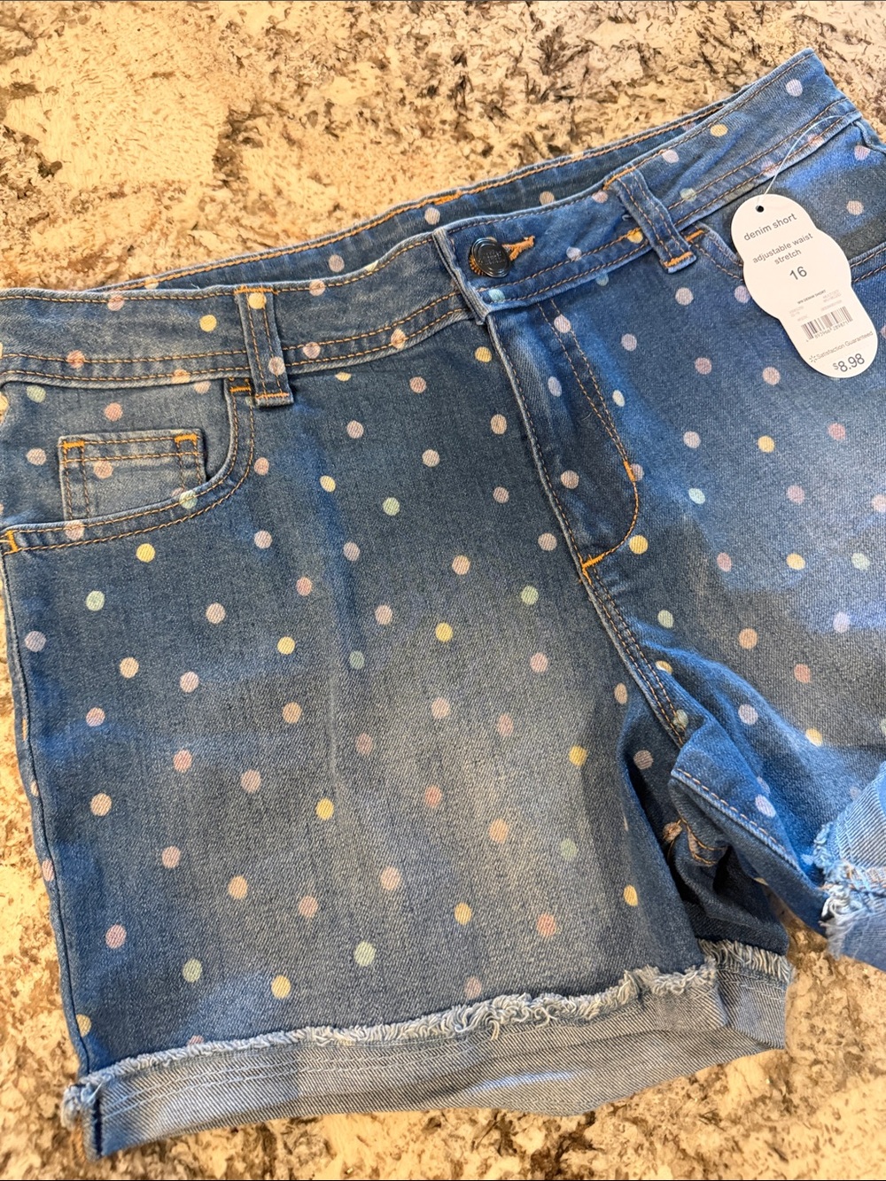 wonder nation Blue Denim Polka Dot Shorts
